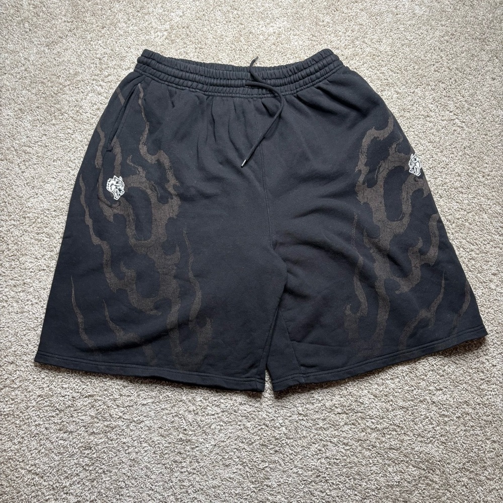 Darc Sport Black Athletic Shorts with Subtle Brown Flame Accents
